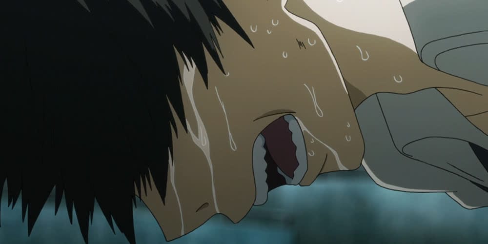 Kaneki screams out while he is tortured by Jason